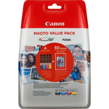 Canon CLI-551 Γνήσιο Πακέτο Μελανιών Εκτυπωτή InkJet Κυανό (6509B015)