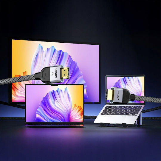 Unitek HDMI 2.1 Braided Cable HDMI male - HDMI male 1.5m Μαύρο