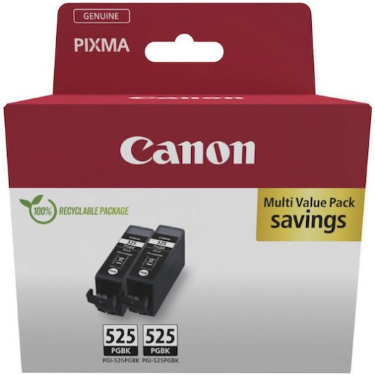 Canon PGI-525 Γνήσιο Πακέτο 2 Μελανιών Εκτυπωτή InkJet Μαύρο (4529B017)