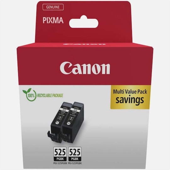 Canon PGI-525 Γνήσιο Πακέτο 2 Μελανιών Εκτυπωτή InkJet Μαύρο (4529B017)