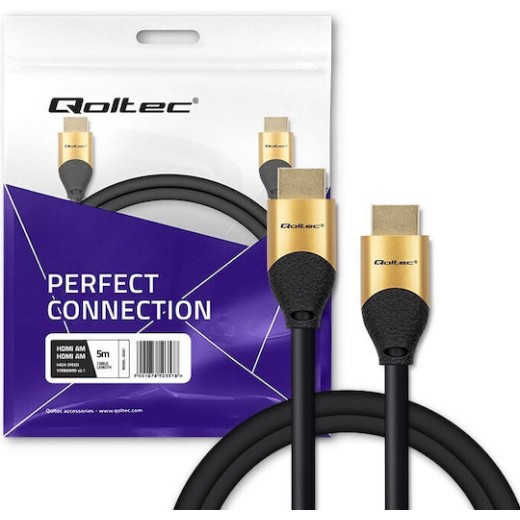 Qoltec HDMI 2.1 Ultra High Speed 48Gbps 4K 120Hz HDR VRR Cable HDMI male - HDMI male 5m Μαύρο
