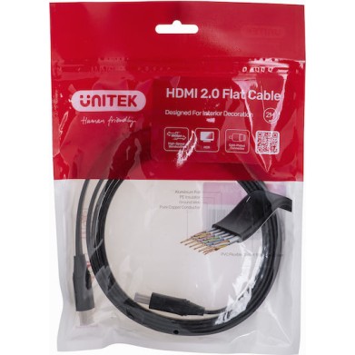 Unitek Flat Cable HDMI male - HDMI male 2m Μαύρο