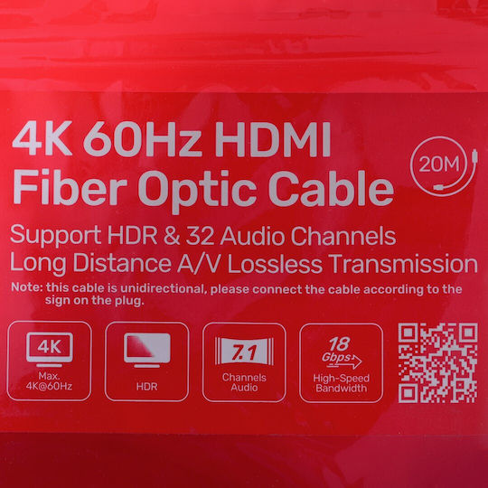 Unitek HDMI 2.0 Premium High Speed 4K 60Hz HDR Cable HDMI male - HDMI male 20m Μαύρο