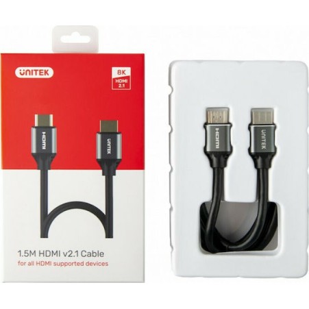 Unitek HDMI 2.1 Ultra High Speed 48Gbps 4K 120Hz HDR VRR Cable HDMI male - HDMI male 2m Μαύρο