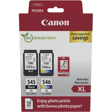 Canon Pg-545 Xl Cl-546 Xl Γνήσιο Photo Value Pack με 1 Μελάνι InkJet Κυανό (8286B011)