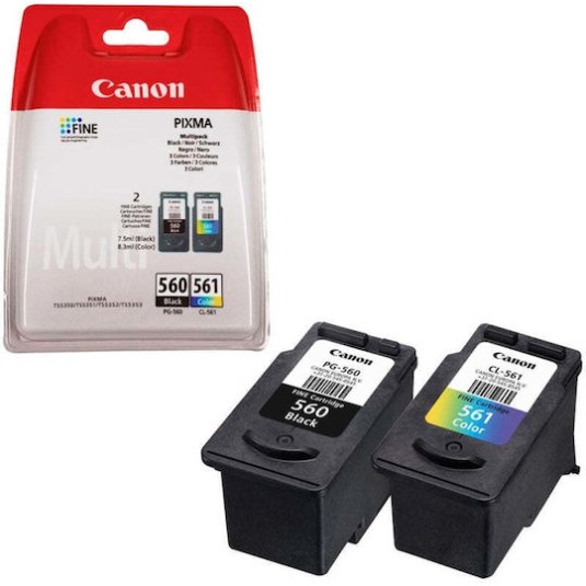 Canon PG-560/CL-561 Γνήσιο Photo Value Pack με 2 Μελάνια Εκτυπωτή InkJet Κίτρινο / Κυανό / Ματζέντα / Μαύρο (3713C008)