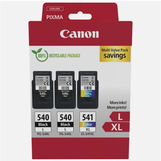 Canon PG-540Lx2/CL-541XL Γνήσιο Πακέτο Μελανιών Εκτυπωτή InkJet Μαύρο / Κυανό / Ματζέντα / Κίτρινο (5224B017)