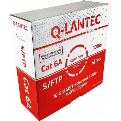 A-LAN S/FTP Cat.6a Καλώδιο Δικτύου Ethernet 100m Γκρι 1τμχ