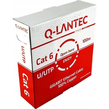 Q-Lantec U/UTP Cat.6 (Gigabit) Καλώδιο Δικτύου Ethernet 55m Γκρι