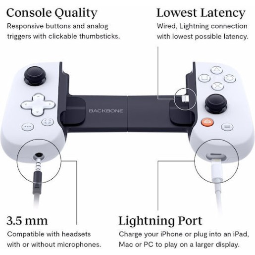Backbone One Playstation Ενσύρματο Gamepad για iOS Λευκό