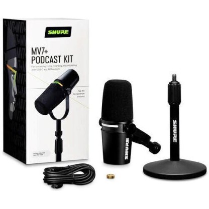 Shure MV7+ Σετ Δυναμικό Μικρόφωνο XLR / USB Clip On για Φωνητικά Bundle