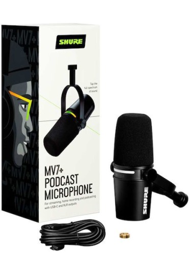 Shure MV7+K Δυναμικό Μικρόφωνο Shock Mounted για Φωνητικά