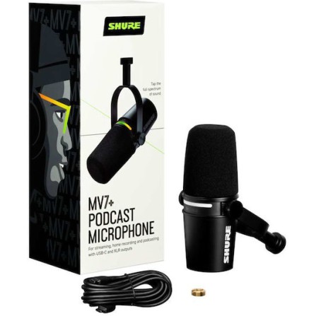 Shure MV7+K Δυναμικό Μικρόφωνο Shock Mounted για Φωνητικά