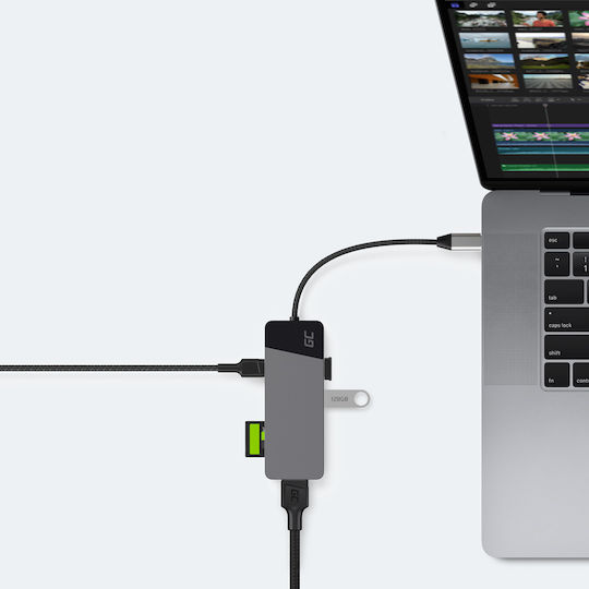 Green Cell HUBGC01 USB-C Docking Station με HDMI PD Γκρι