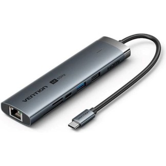 Vention 8-in-1 USB-C Docking Station με HDMI 4K PD Ethernet Γκρι