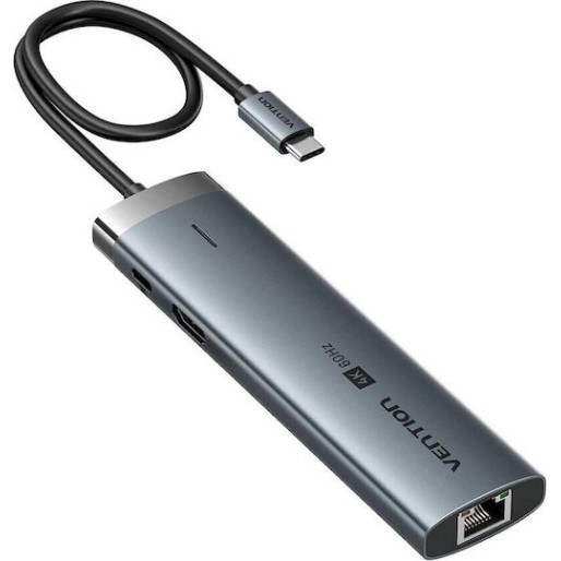 Vention 8-in-1 USB-C Docking Station με HDMI 4K PD Ethernet Γκρι