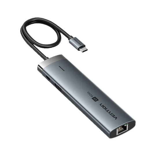 Vention USB-C Docking Station με 4K PD Ethernet Γκρι (TGVHB)