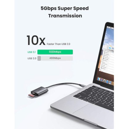 Ugreen CM401 Card Reader Type-C για SD/microSD Γκρι