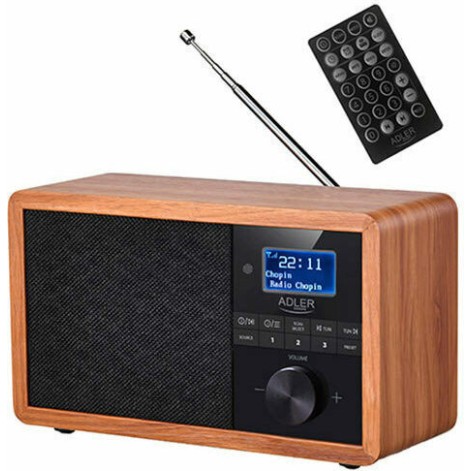 Adler AD1184 Επιτραπέζιο Ραδιόφωνο Ρεύματος DAB+ με Bluetooth και USB Καφέ