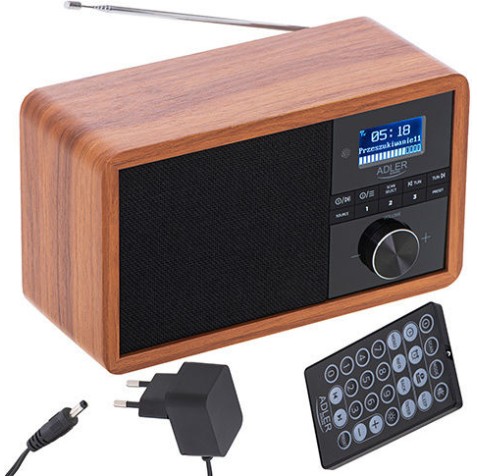 Adler AD1184 Επιτραπέζιο Ραδιόφωνο Ρεύματος DAB+ με Bluetooth και USB Καφέ