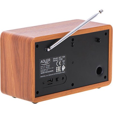 Adler AD1184 Επιτραπέζιο Ραδιόφωνο Ρεύματος DAB+ με Bluetooth και USB Καφέ