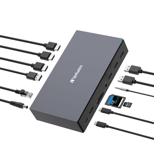 Verbatim CDS-17 USB-C Docking Station με HDMI/DisplayPort 4K PD Ethernet Μαύρο