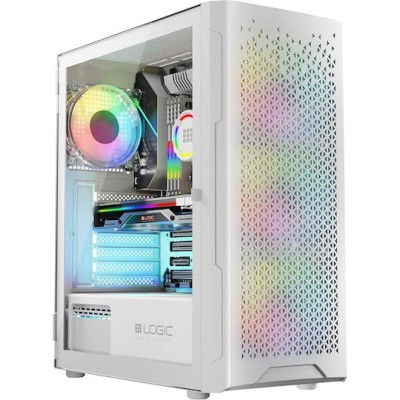 Logic Aramis ARGB Gaming Midi Tower Κουτί Υπολογιστή με Πλαϊνό Παράθυρο Λευκό