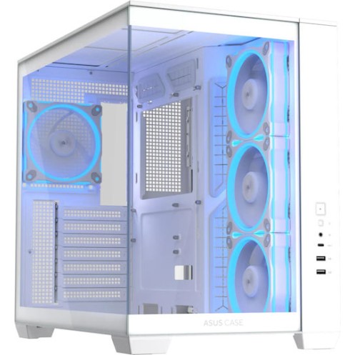 Asus A32 Plus Gaming Midi Tower Κουτί Υπολογιστή με Πλαϊνό Παράθυρο και ARGB Φωτισμό Λευκό