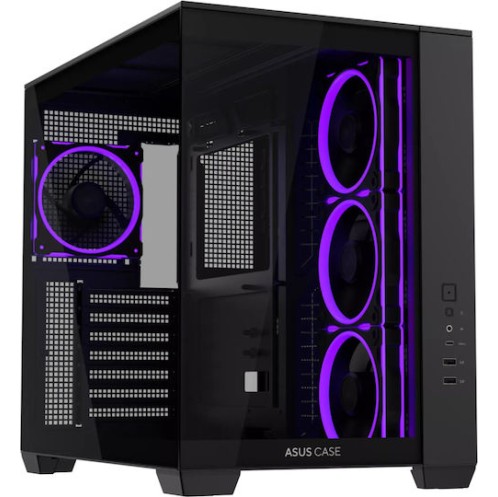 Asus A32 Plus Gaming Midi Tower Κουτί Υπολογιστή με Πλαϊνό Παράθυρο και ARGB Φωτισμό Μαύρο