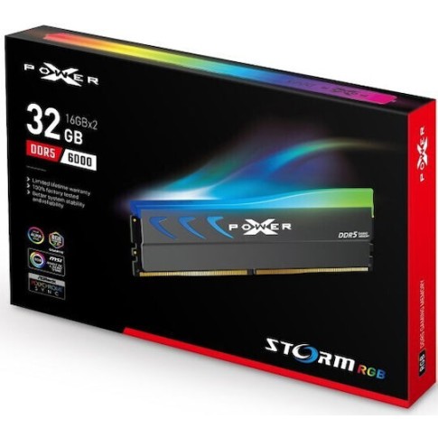 Silicon Power Storm RGB DDR5 32GB RAM με 2x16GB Modules και Ταχύτητα 6000 για Desktop