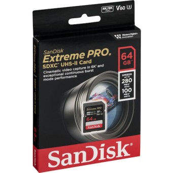 Sandisk Extreme Pro SDXC 64GB U3 V60 UHS-II 280MB/s