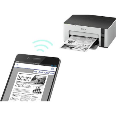 Epson EcoTank ET-M1120 Ασπρόμαυρος Εκτυπωτής Inkjet με WiFi και Mobile Print C11CG96402