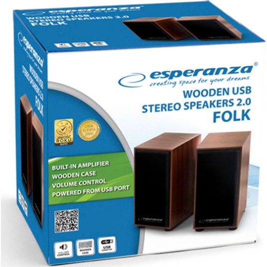 Esperanza Folk Ηχεία Υπολογιστή 2.0 με Ισχύ 6W σε Καφέ Χρώμα