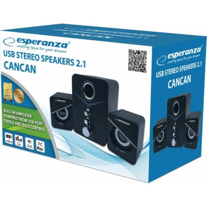 Esperanza Cancan Ηχεία Υπολογιστή 2.1 με Ισχύ 6W σε Μαύρο Χρώμα