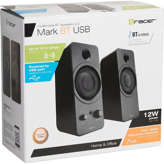 Tracer Mark Ηχεία Υπολογιστή 2.0 με Bluetooth και Ισχύ 12W σε Μαύρο Χρώμα