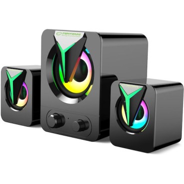 Esperanza EGS107 Ηχεία Υπολογιστή 2.1 με RGB Φωτισμό και Ισχύ 5W Μαύρα