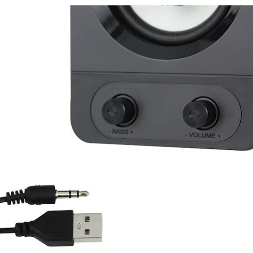 Esperanza EGS107 Ηχεία Υπολογιστή 2.1 με RGB Φωτισμό και Ισχύ 5W Μαύρα
