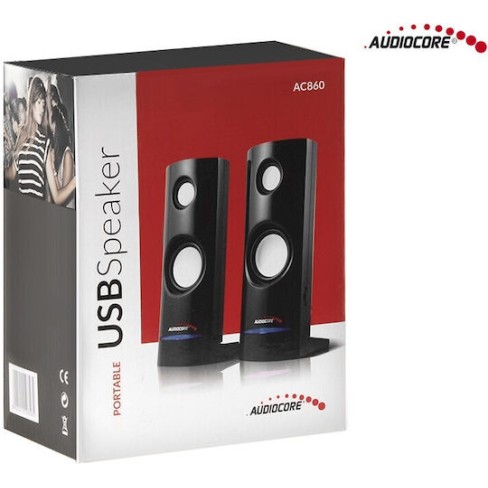 Audiocore Audiocore AC860 Ηχεία Υπολογιστή 2.0 με Ισχύ 8W σε Μαύρο Χρώμα