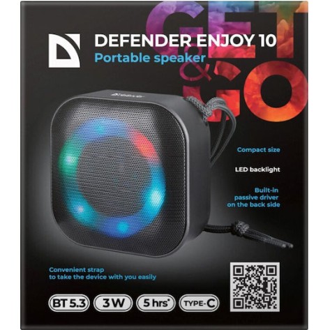 Defender Enjoy 10 Ηχείο Bluetooth 3W με Διάρκεια Μπαταρίας έως 5 ώρες Μαύρο