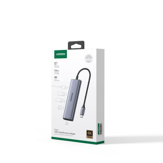 Ugreen CM511 USB-C Docking Station με HDMI 4K PD Γκρι
