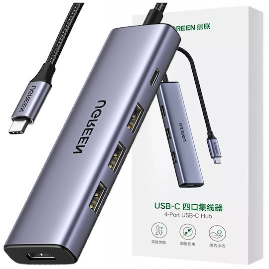Ugreen CM511 USB-C Docking Station με HDMI 4K PD Γκρι