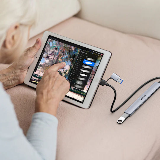 Unitek Hub 7 Θυρών USB 2.0 με σύνδεση USB-A / USB-C Γκρι