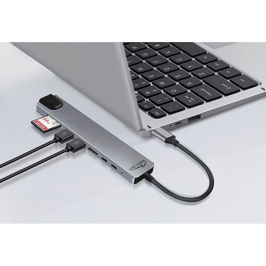 Media-Tech USB-C Docking Station με HDMI 4K PD Ethernet Γκρι (MT5046)