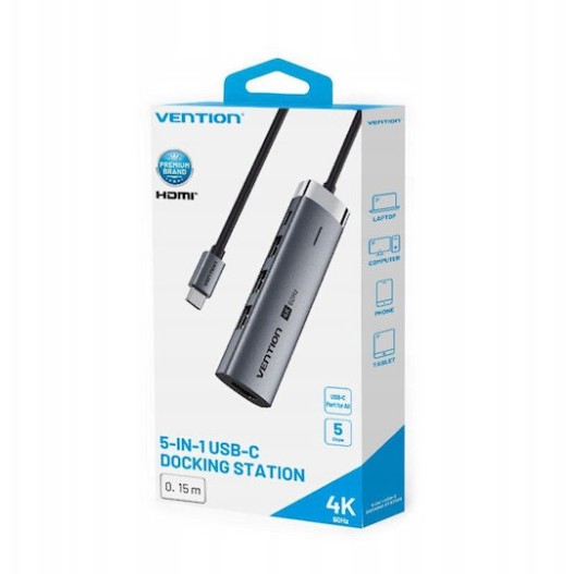 Vention USB-C Docking Station με HDMI 4K PD Γκρι (TGMHB)