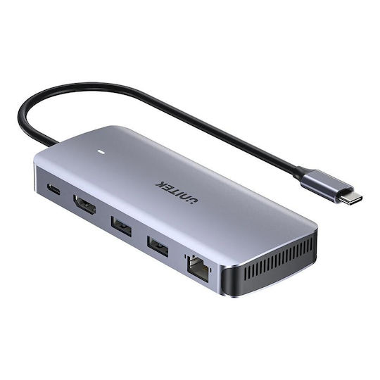 Unitek USB-C Docking Station με HDMI 4K PD Ethernet Γκρι (D1120A01)