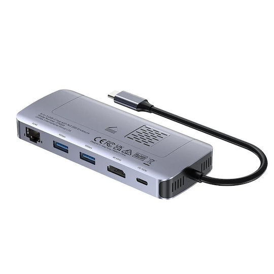 Unitek USB-C Docking Station με HDMI 4K PD Ethernet Γκρι (D1120A01)