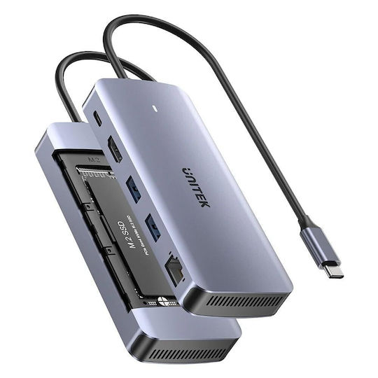 Unitek USB-C Docking Station με HDMI 4K PD Ethernet Γκρι (D1120A01)
