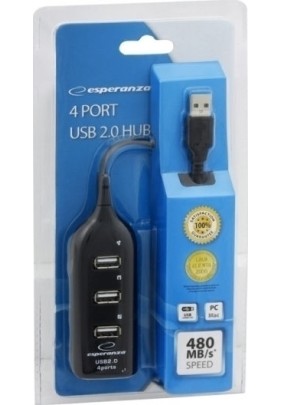 Esperanza EA116 Hub 4 Θυρών USB 2.0 με σύνδεση USB-A