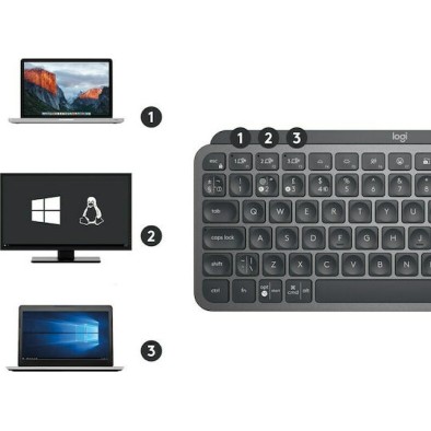 Logitech MX Keys Mini Ασύρματο Bluetooth Πληκτρολόγιο International English Γκρι