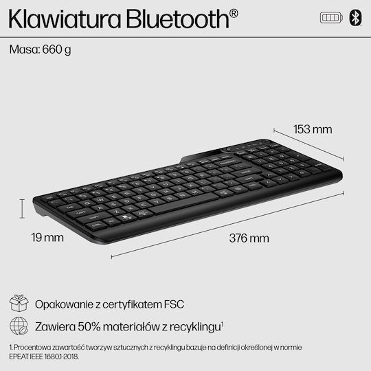 HP 460 Ασύρματο Bluetooth Πληκτρολόγιο Αγγλικό US